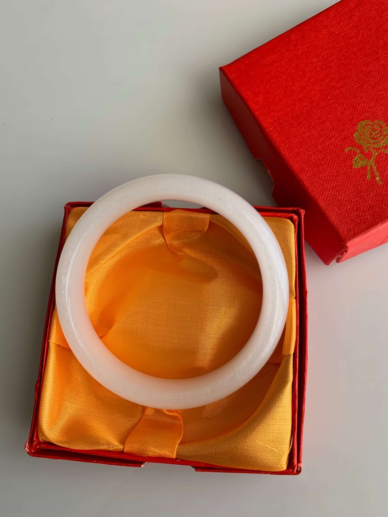 White Jade Bangle Bracelet Natural Chinese Untreated Genuine Jade Nephrite Grade A 57.5mm