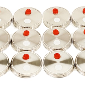 12 Pack Stainless Steel Mushroom Mason Jar Lids for Grain Spawn Wide Mouth Metal