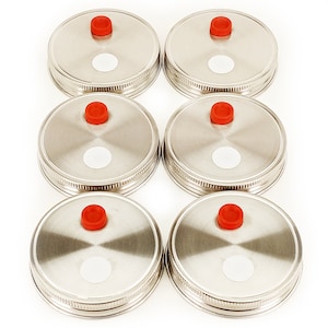 6 Pack Stainless Steel Mushroom Mason Jar Lids For Grain Spawn - Wide Mouth Rust Proof Metal