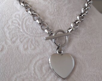 Silver Heart Necklace All Silver 