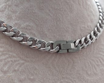 Curb Chain, 7.5mm Stainless Steel Folding Clasp Necklace or Bracelet