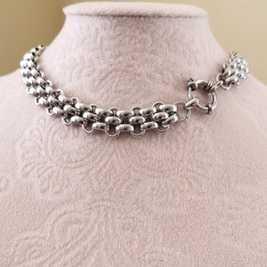 Silver spring ring clasp necklace or Bracelet, multilink chain necklace, chunky stainless steel necklace, 3 ways necklace, unisex necklace