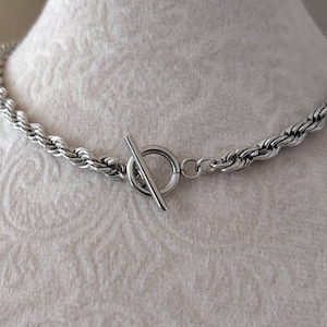 Stainless Steel Rope Chain Toggle Choker: Unisex Statement Necklace