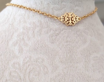 Lightweight Gold Plated Filigree Charm Necklace – Delicate Chain, Ornate Floral Design