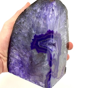 Beautiful Purple Dyed Agate Bookends 1922g – Elegant Crystal Decor