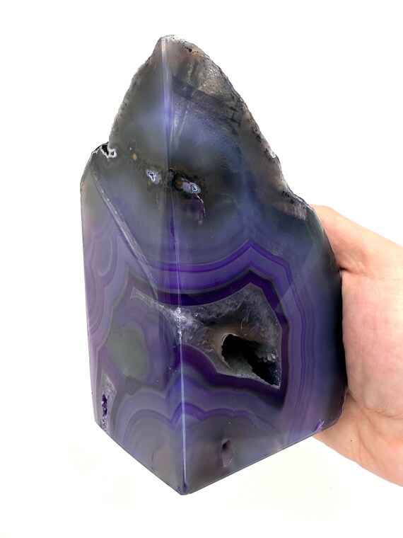 Vibrant Purple Dyed Agate Bookends 2164g – Unique Crystal Home