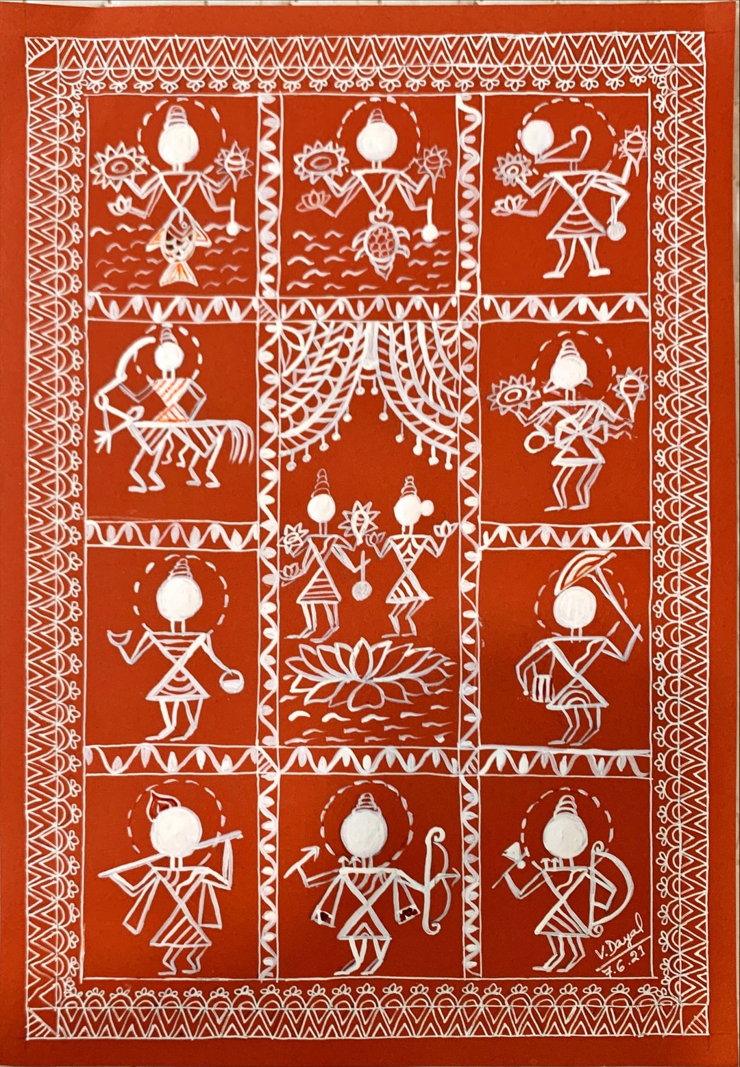 Varli Sign Dashavtar in Warli Art Style - Etsy