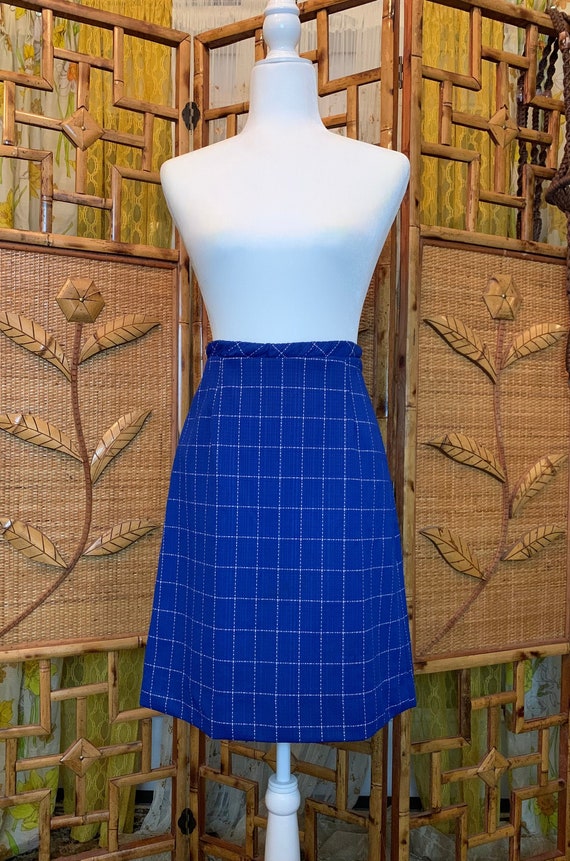 Vintage 1970's Blue Center Stage Skirt with White 