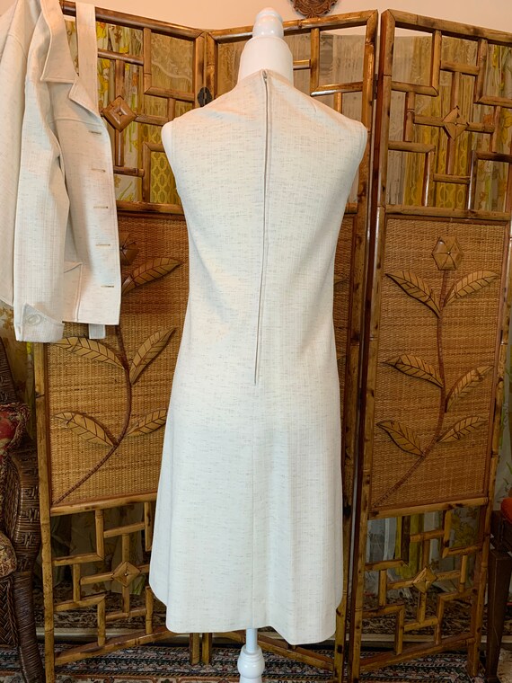 Vintage 1960's Cream Colored Jacket with Waist Ti… - image 8