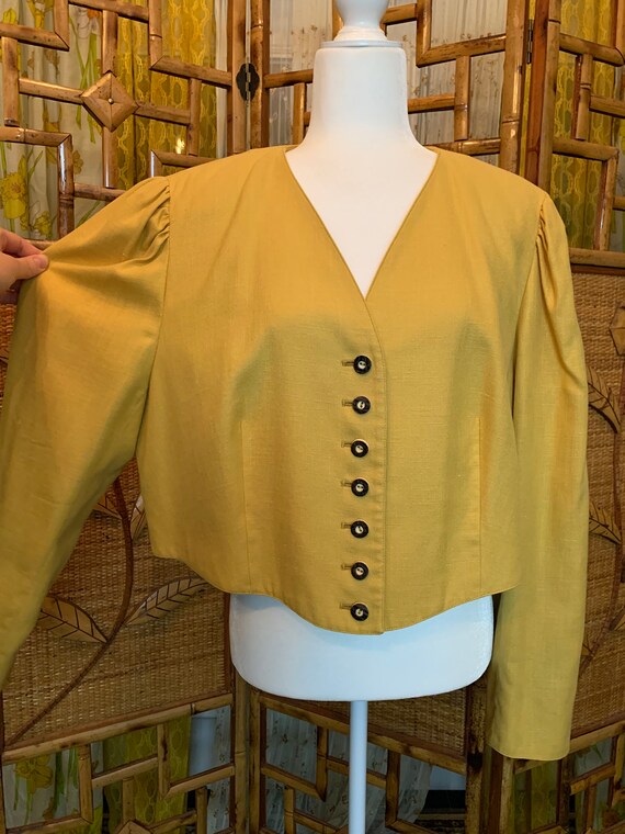 Vintage Plus Size Mustard Yellow Cropped Jacket with … Gem