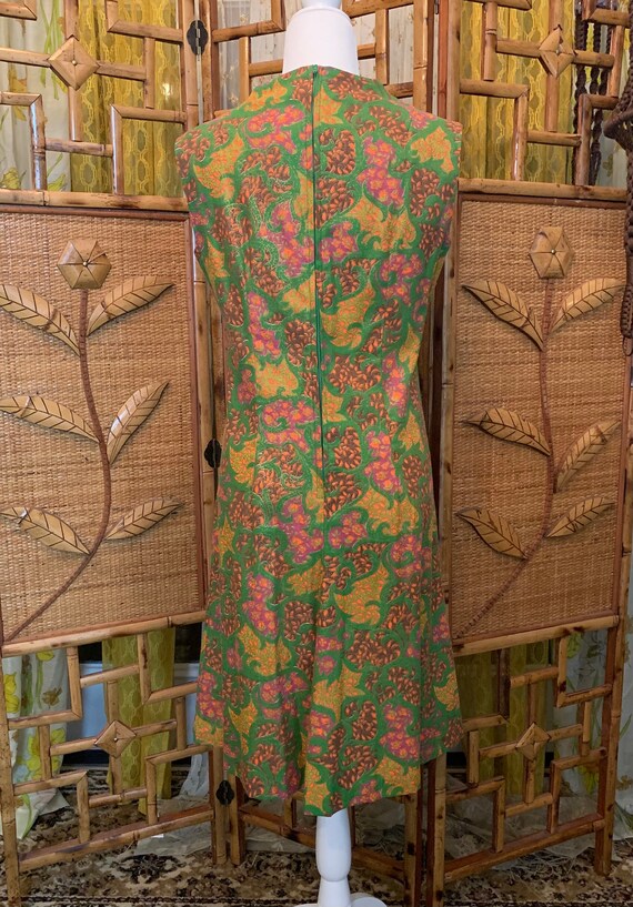 green psychedelic dress Vintage 1960's Handmade Psychedelic Sleeveless Green Dress