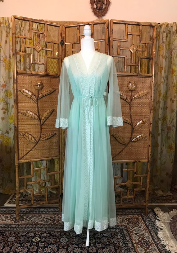 Vintage Light Blue Miss Elaine Long Gown and Robe