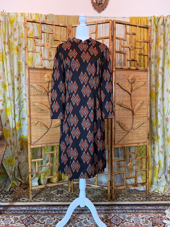 Vintage 1960's Edith Flagg Psychedelic Mod Dress L