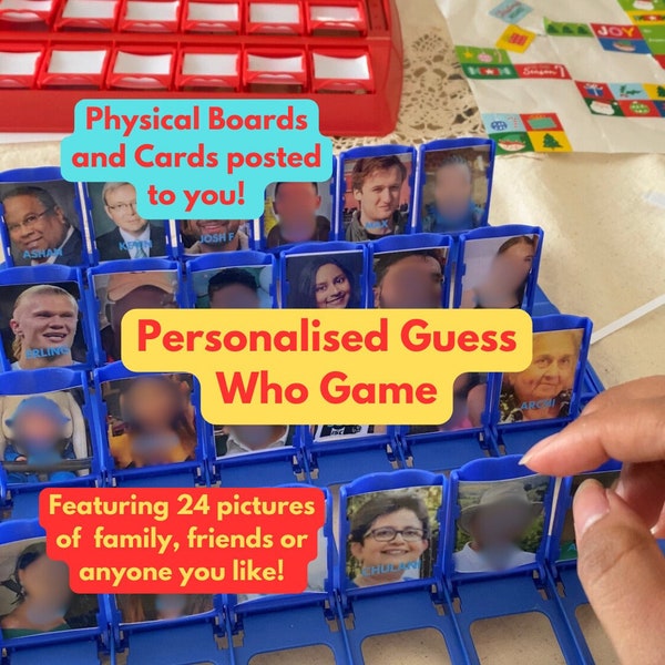 Personalised Guess Who Game, Family Fun, Custom Board Game for Game Night, Unique Gift Best Gift for her or him