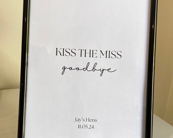 Hen Party Gift, Hens Party Game, Kiss The Miss Goodbye, Bride to be, Hens party activity, Keepsake, Wedding Gift, Bachelorette Party, Shower