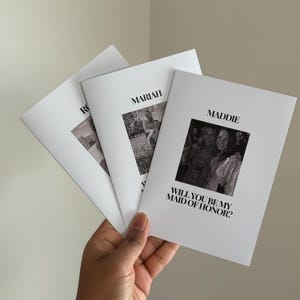 Personalised Bridesmaid Proposal Card Black and White Photo A6 Card Classic Monochrome Retro Will you be my bridesmaid?