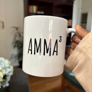 Mum of 3 Mama of three mother of three gift funny Dad of 3 Custom Personalised White Mug Any text New parents gifts mom mama amma