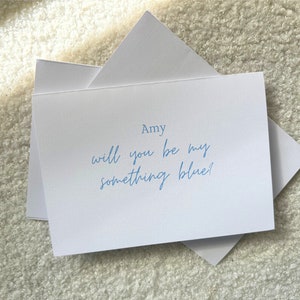 Aanzoekkaart bruidsmeisje Iets blauws Bruiloft Lichtblauw thema Word jij mijn bruidsmeisje? A6-kaartpapier Minimalistisch luxe kaartpapier
