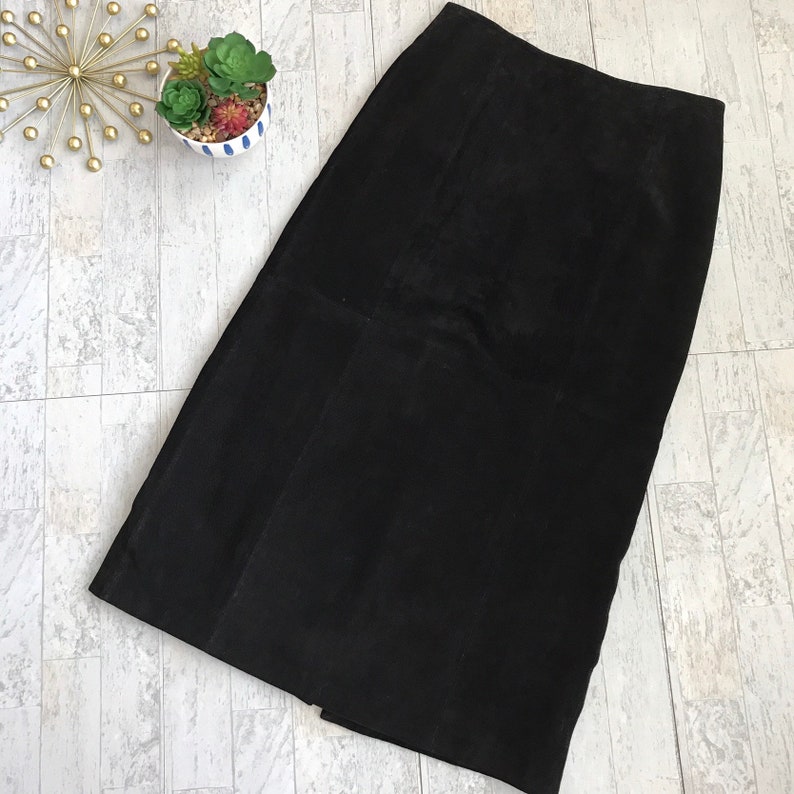 Black suede midi skirt Clearance