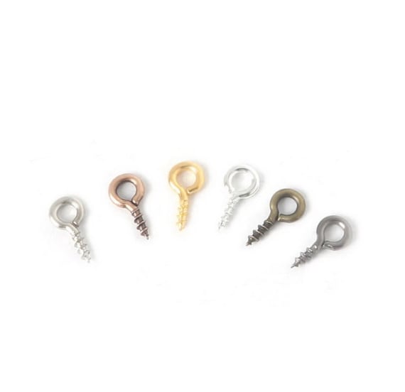 200 eye hooks screw in for jewellery making charms 8mm x 4mm antique gold