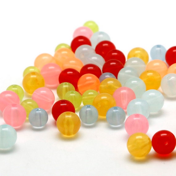 200 Pcs Mixed Color Acrylic Spacer Loose beads charms jewelry findings 8 mm