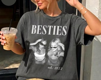 Personalized Bestie Photo Shirt, Comfort Colors Custom Friendship Tee, Birthday Gift for Friend