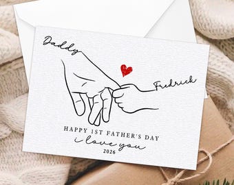 Happy First Father's Day Card, New Dad Card Gift, Holding Dad Hand Gift from Baby, 1st Fathers Card, Dad Birthday Gifts