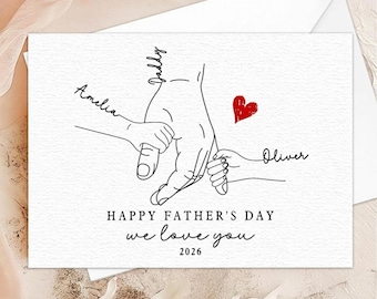 Happy Father's Day Card, Holding Dad's Hand Gift from Kids, 1st Fathers Card, Dad Birthday Gifts
