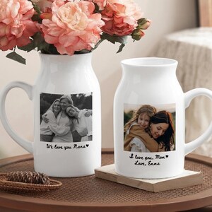 Custom Photo Vase, Grandma Ceramic Vase, Mother's Day Gift for Mom