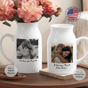 Custom Photo Vase, Grandma Ceramic Vase, Mother's Day Gift for Mom