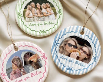 Personalisierter Freundschaftsschmuck, Schmuck für beste Freundinnen, gestreifter Schmuck mit Foto für beste Freundinnen, Geschenk für Freundinnen