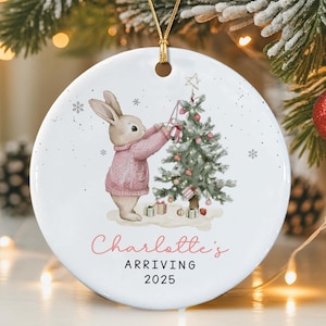Adorno navideño para bebé, adorno navideño personalizado para bebé, regalo de conejito personalizado, adorno para recién nacido, recuerdo para bebé