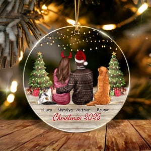 Personalized Couple Christmas Ornament 2025, Couple Ornament With Pet 2025, Christmas Together Couple Ornament, First Xmas Together Ornament