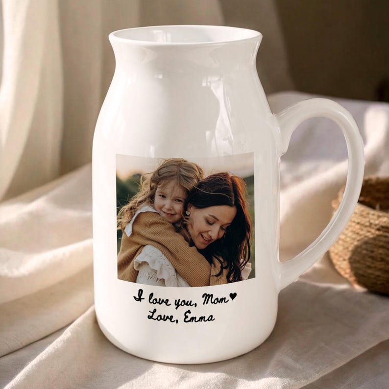 Custom Photo Vase, Grandma Ceramic Vase, Mother's Day Gift for Mom