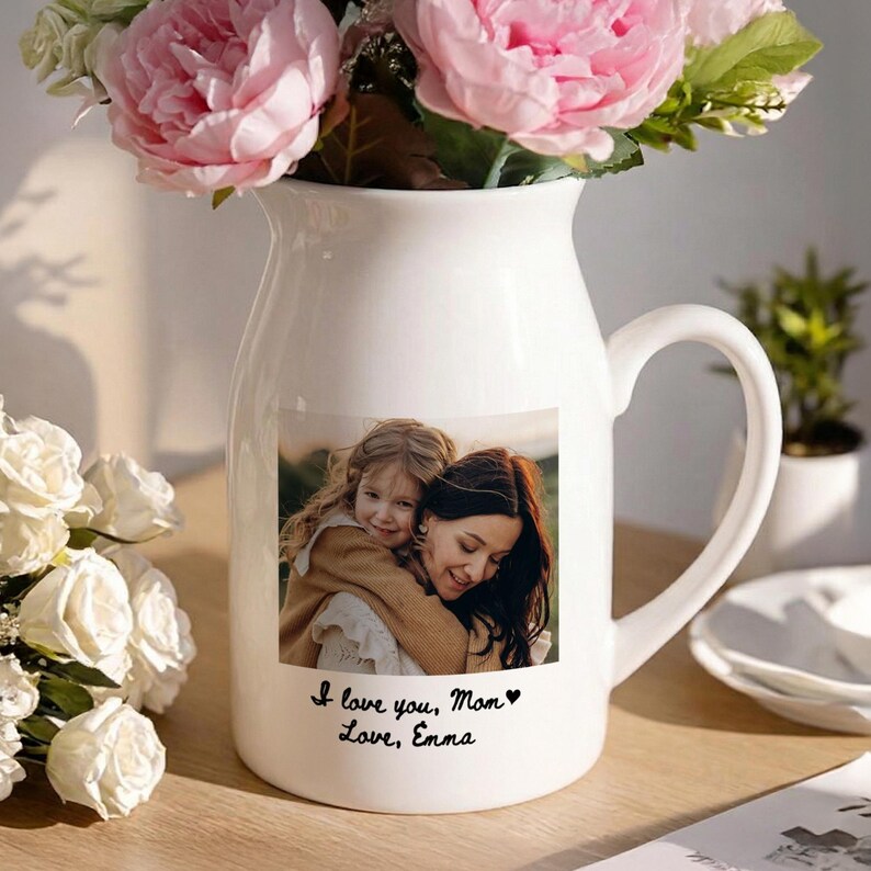 Custom Photo Vase, Grandma Ceramic Vase, Mother's Day Gift for Mom