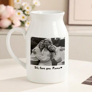 Custom Photo Vase, Grandma Ceramic Vase, Mother's Day Gift for Mom