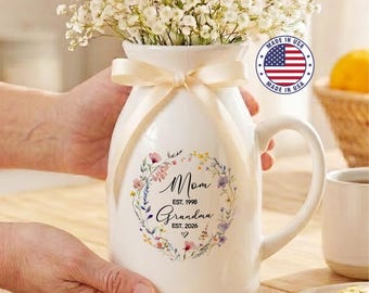 Personalized New Grandma Vase, First Time Grandma Mothers Day Gift, Mom Birthday Gift