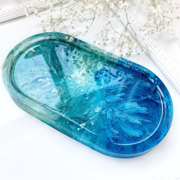 Ocean vanity tray, Beach bathroom decor for counter, Coastal desk organizer, Coworker going away gift, Mothers day beach gift for step mom