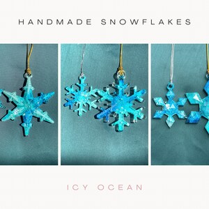 Blue snowflake ornament set of 3, Mini christmas tree decoration, Nautical Christmas stocking stuffers for kids Christmas gifts for boys image 5