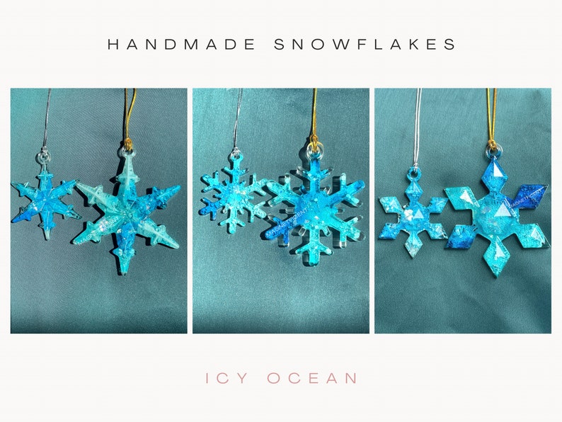 Blue snowflake ornament set of 3, Mini christmas tree decoration, Nautical Christmas stocking stuffers for kids Christmas gifts for boys image 5