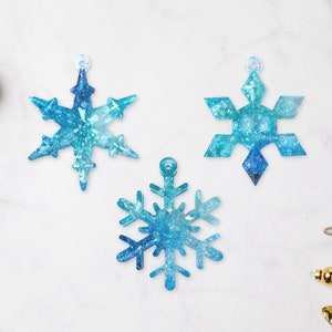 Blue snowflake ornament set of 3, Mini christmas tree decoration, Nautical Christmas stocking stuffers for kids Christmas gifts for boys image 1