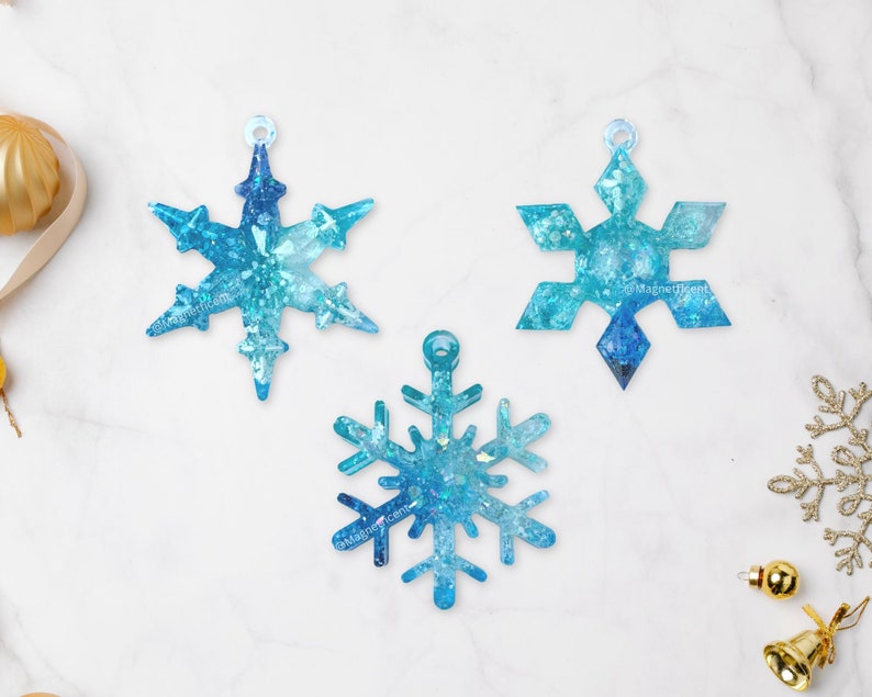 Blue snowflake ornament set of 3, Mini christmas tree decoration, Nautical Christmas stocking stuffers for kids Christmas gifts for boys image 1