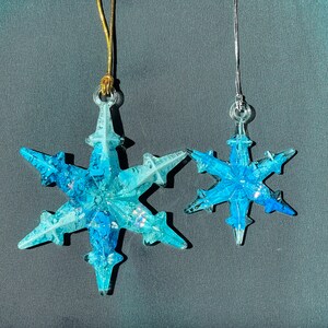 Blue snowflake ornament set of 3, Mini christmas tree decoration, Nautical Christmas stocking stuffers for kids Christmas gifts for boys image 2