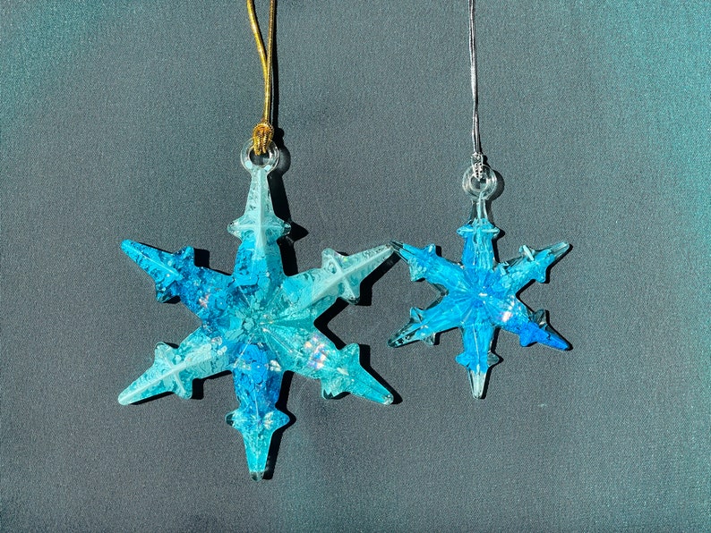 Blue snowflake ornament set of 3, Mini christmas tree decoration, Nautical Christmas stocking stuffers for kids Christmas gifts for boys image 2