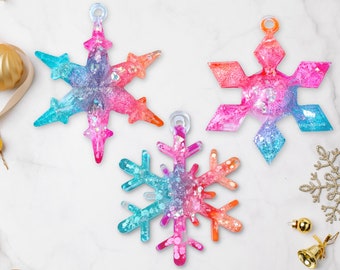 Colorful snowflake ornament set of 3, Candyland ornaments for tween girl, Candyland party favor for girls, Cute stocking stuffers for kids