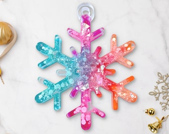 Colorful snowflake ornament, Christmas rear view mirror accessories, Cute car charm, Kawaii car accessories, Girly car decor for women