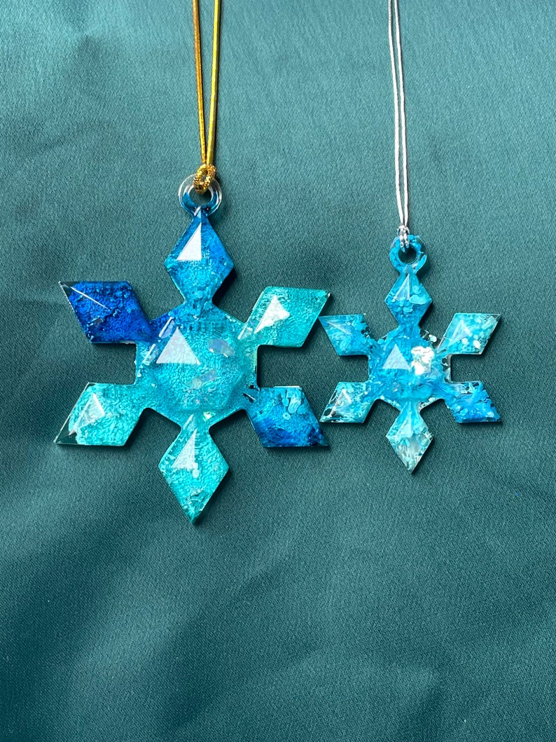 Blue snowflake ornament set of 3, Mini christmas tree decoration, Nautical Christmas stocking stuffers for kids Christmas gifts for boys image 4