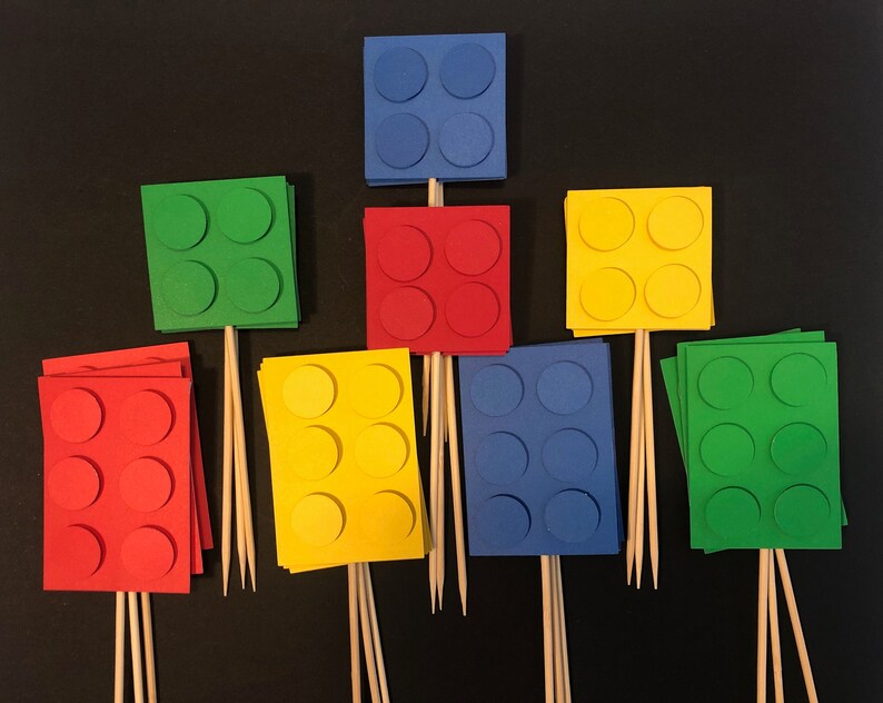 Building Block Themed Cupcake Toppers Etsy