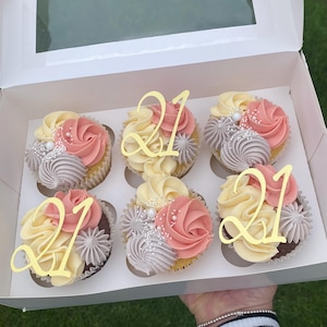 Thin Style Number Cupcake Toppers | 3, 6 or 12 Cupcake Toppers | Glitter or Shiny Cardstock