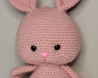 Handmade Crochet Pink Bunny, Amigurumi Rabbit Plush Toy
